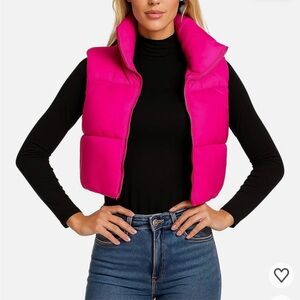 New Women's Pink Puffer Vest